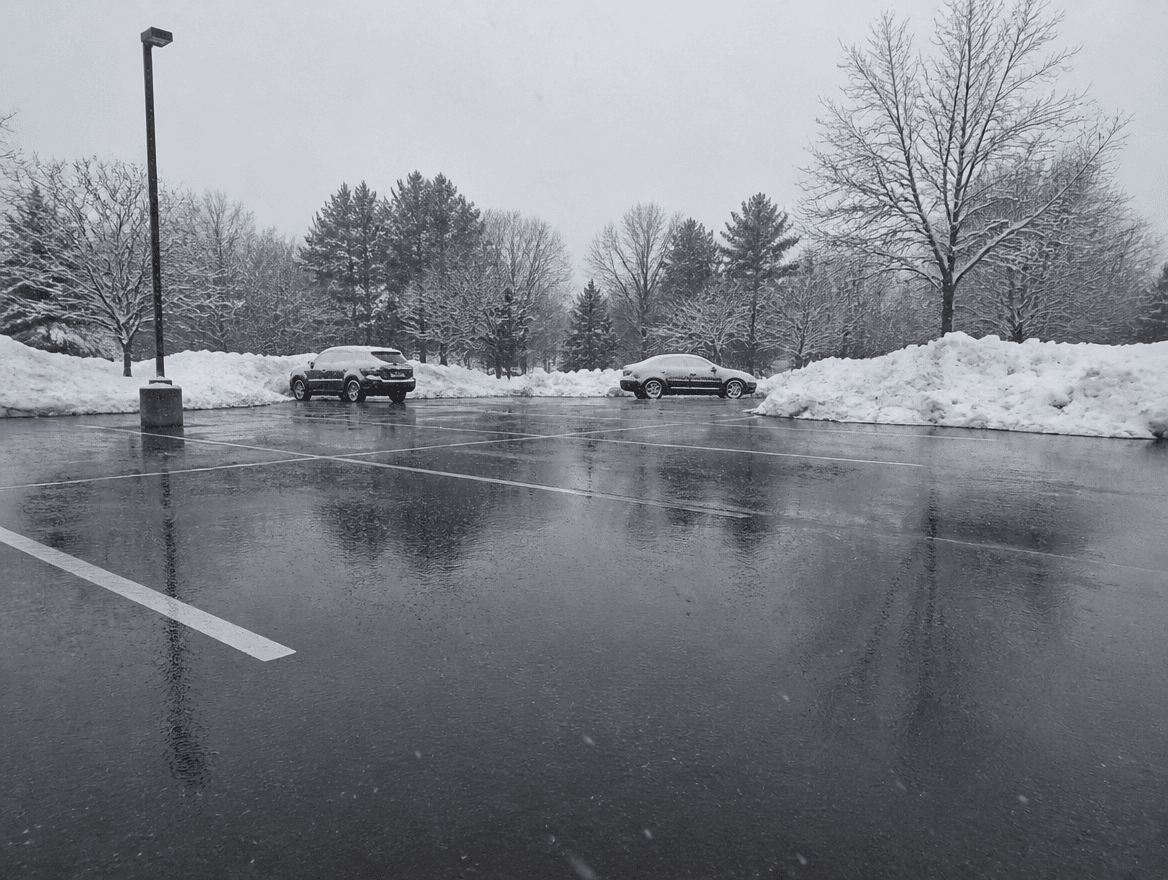 Plowed parking lot